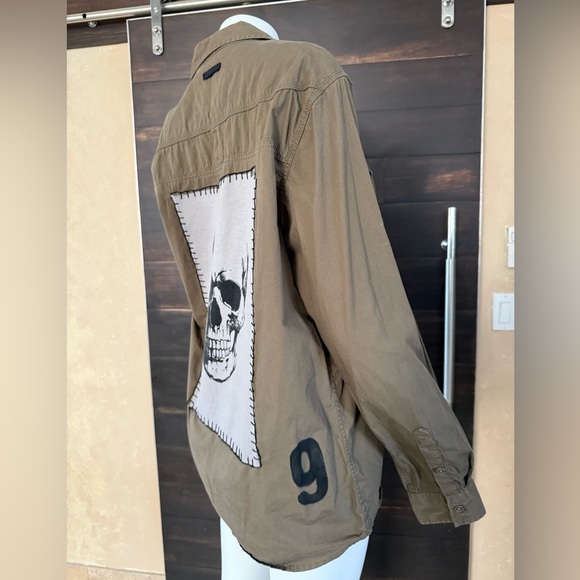 Upcycled Marc Ecko Skull Shacket - Green, Size Men's M - Picture 4 of 13